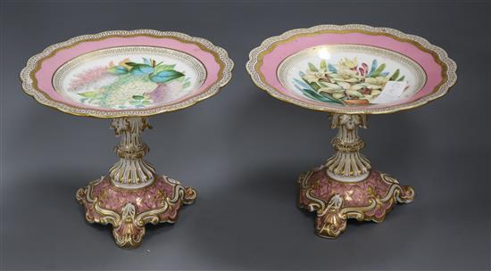 A pair of Victorian Storey & Son porcelain comports 19cm high x 25cm diameter